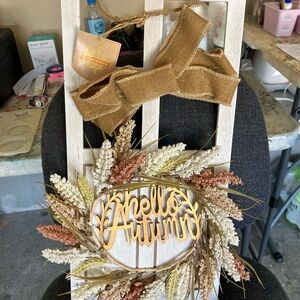 Rustic Hello Autumn Wreath with Burlap Bow